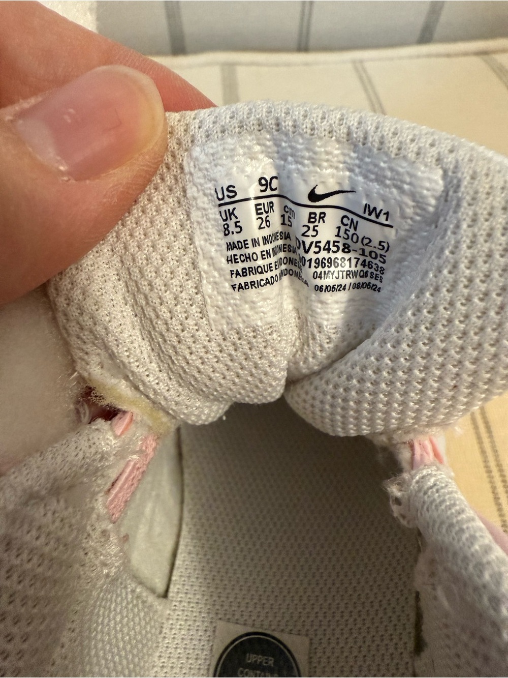 Nike Kids White and Light Pink Velcro Sneakers - Picture 3 of 7